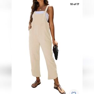 NWT DAACEE Sleeveless Cotton ivory Black Overalls Baggy Tulip capri